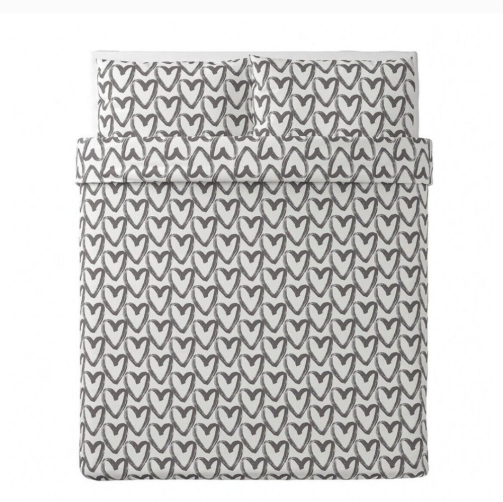 IKEA Gray Heart Pattern  Duvet Cover